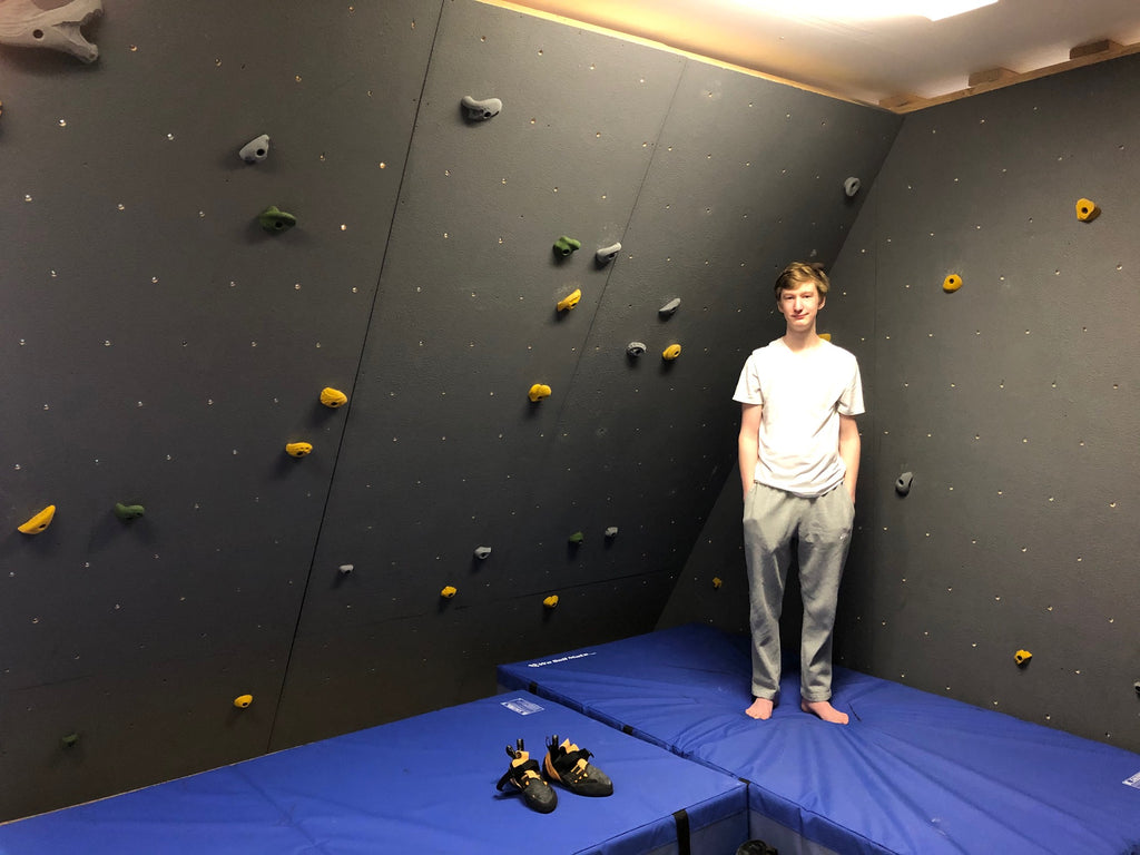 Teen Builds Home Climbing Wall during Pandemic