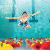Kersplash Pool Climbing Wall with Clear Panels Boy Jumping Off