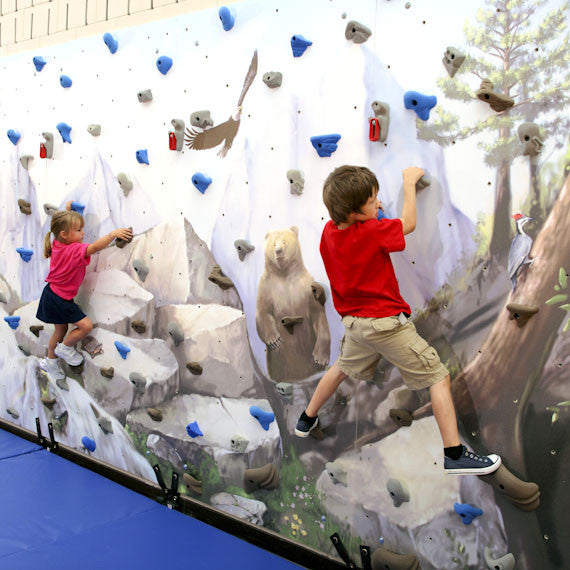 Mountain Mural Traverse Climbing Wall with Two Climbers